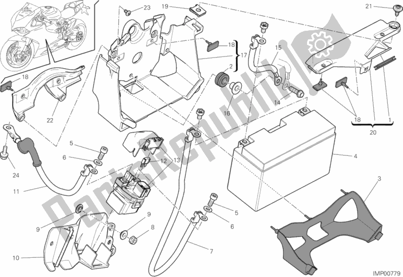 Toutes les pièces pour le Support De Batterie du Ducati Superbike 1299S ABS USA 2017